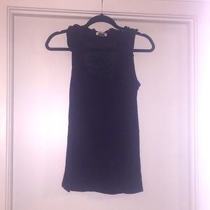 Testament ruffled lace look fancy tank top